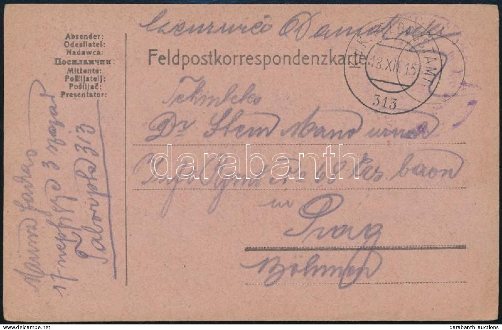 1915 Tábori Posta Levelezőlap "FP 313" - Andere & Zonder Classificatie