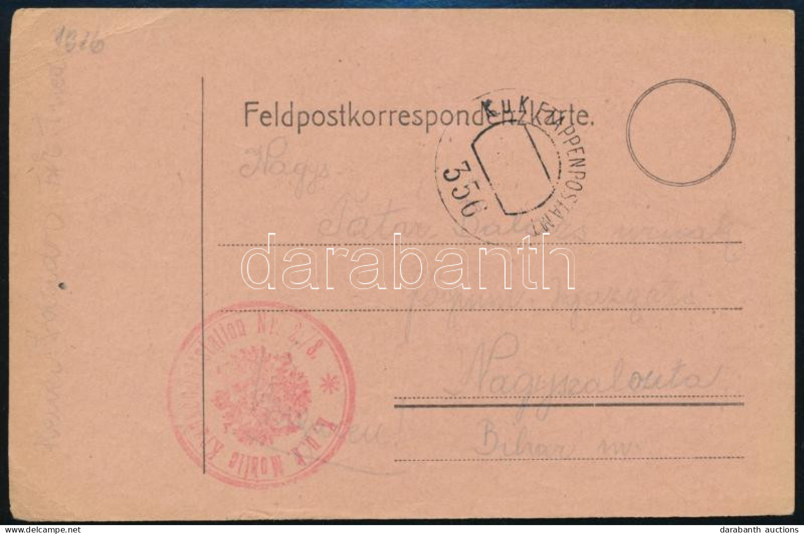 1916 Tábori Posta Levelezőlap "K.u.k. Mobile Krankenbataillon Nr. 2/8" + "FP 356" - Sonstige & Ohne Zuordnung