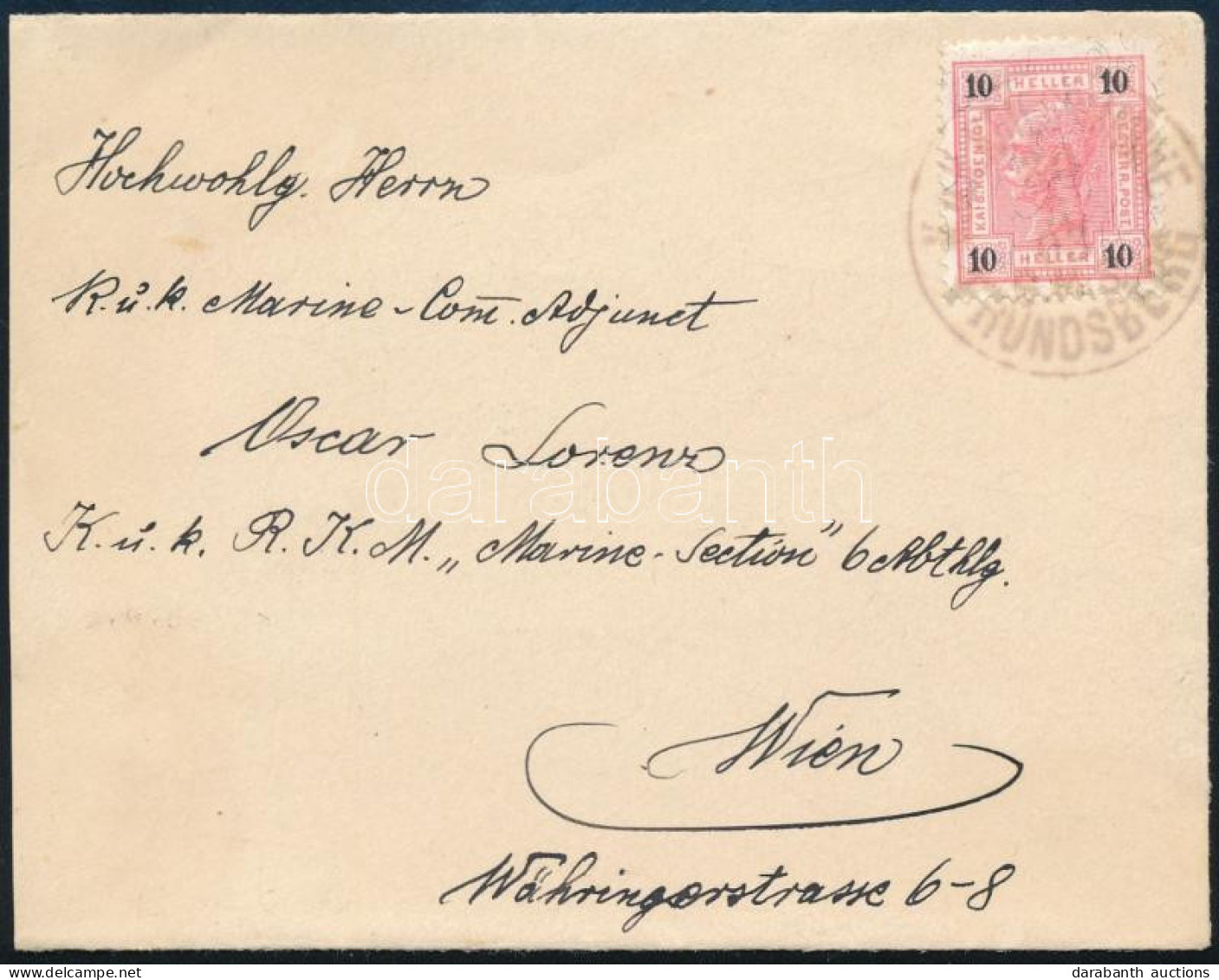 Ausztria 1903 Levél 10h Bérmentesítéssel "S.M.S. FRUNDSBERG" - Wien - Otros & Sin Clasificación