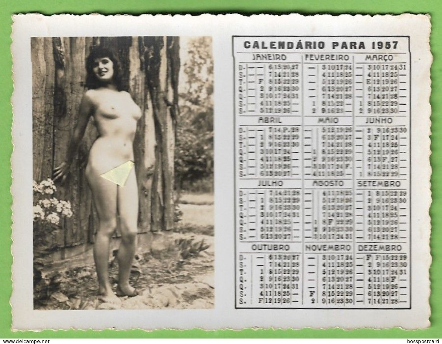 Nu - Nude - Calendário Para 1957 - Calendar - Portugal - Tamaño Grande : 1941-60