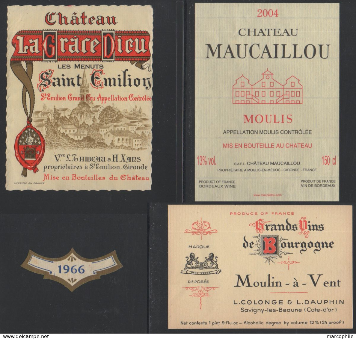 LOT D' ETIQUETTES DE VIN - SAINT EMILION - MOULIS - MOULIN A VENT (ref 6205) - Collections & Sets