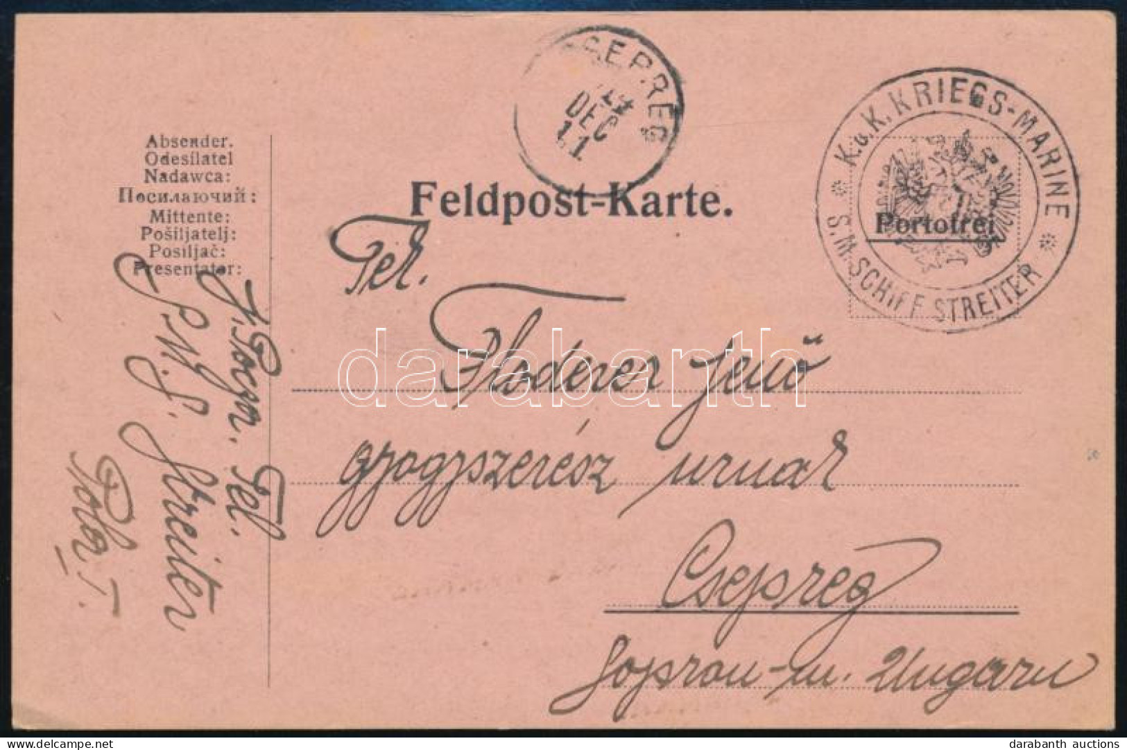 1914 Tábori Posta Levelezőlap "S.M.SCHIFF STREITER" - Otros & Sin Clasificación