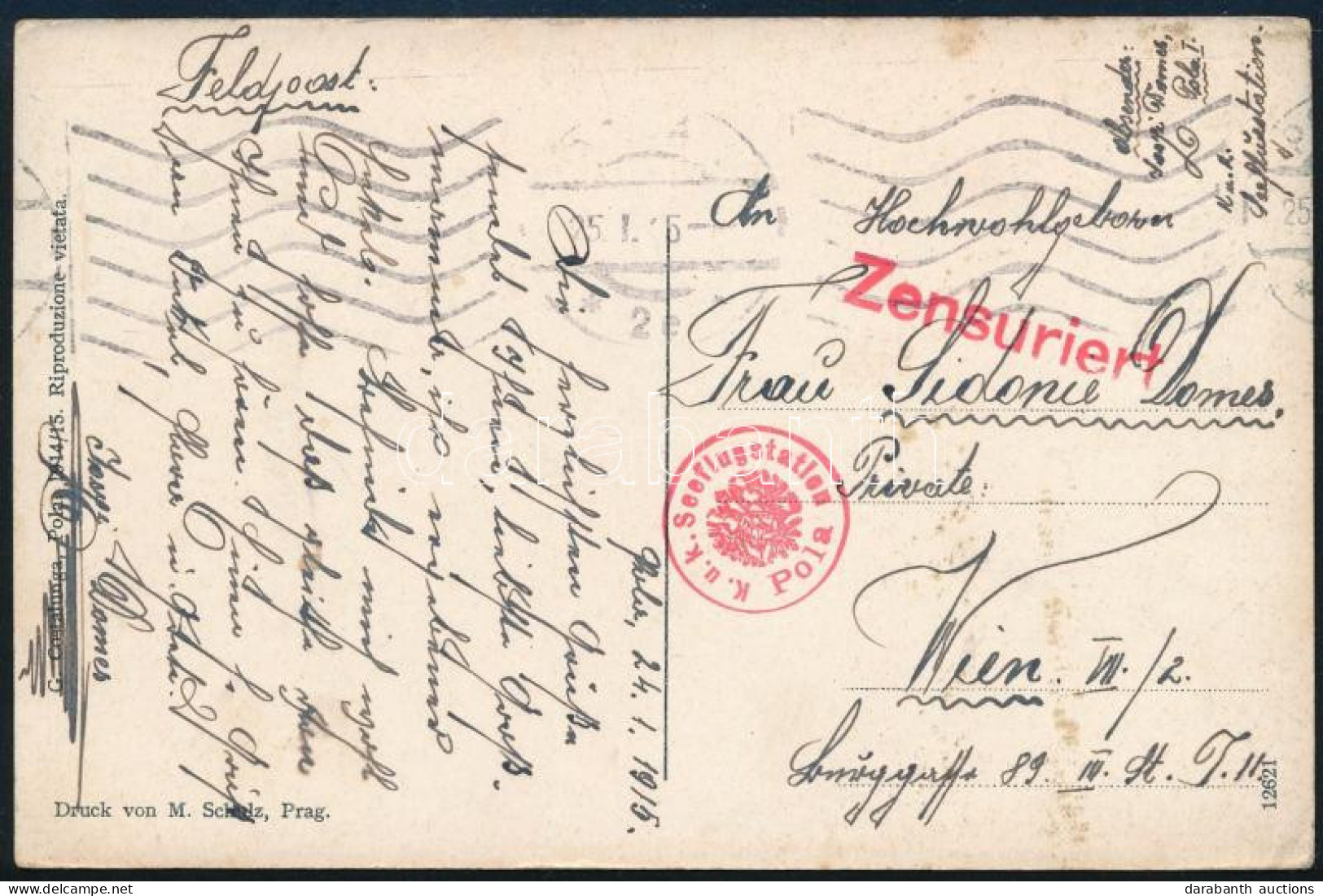 1915 Tábori Posta Képeslap "K.u.k. Seeflugstation Pola" - Andere & Zonder Classificatie