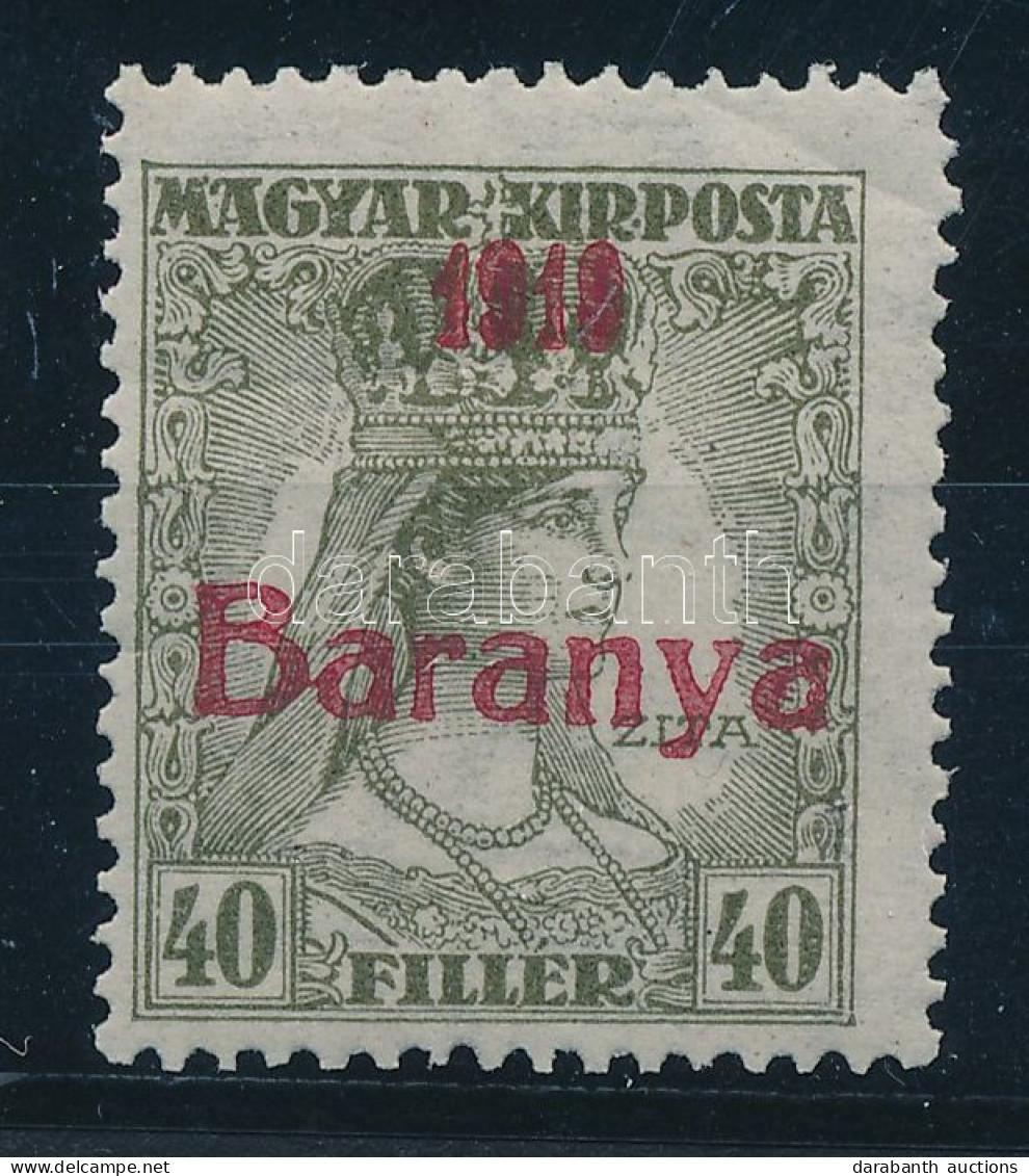 ** Baranya I. 1919 Zita 40f Antikva Számokkal, Bodor Vizsgálójellel (ránc / Creases) - Otros & Sin Clasificación