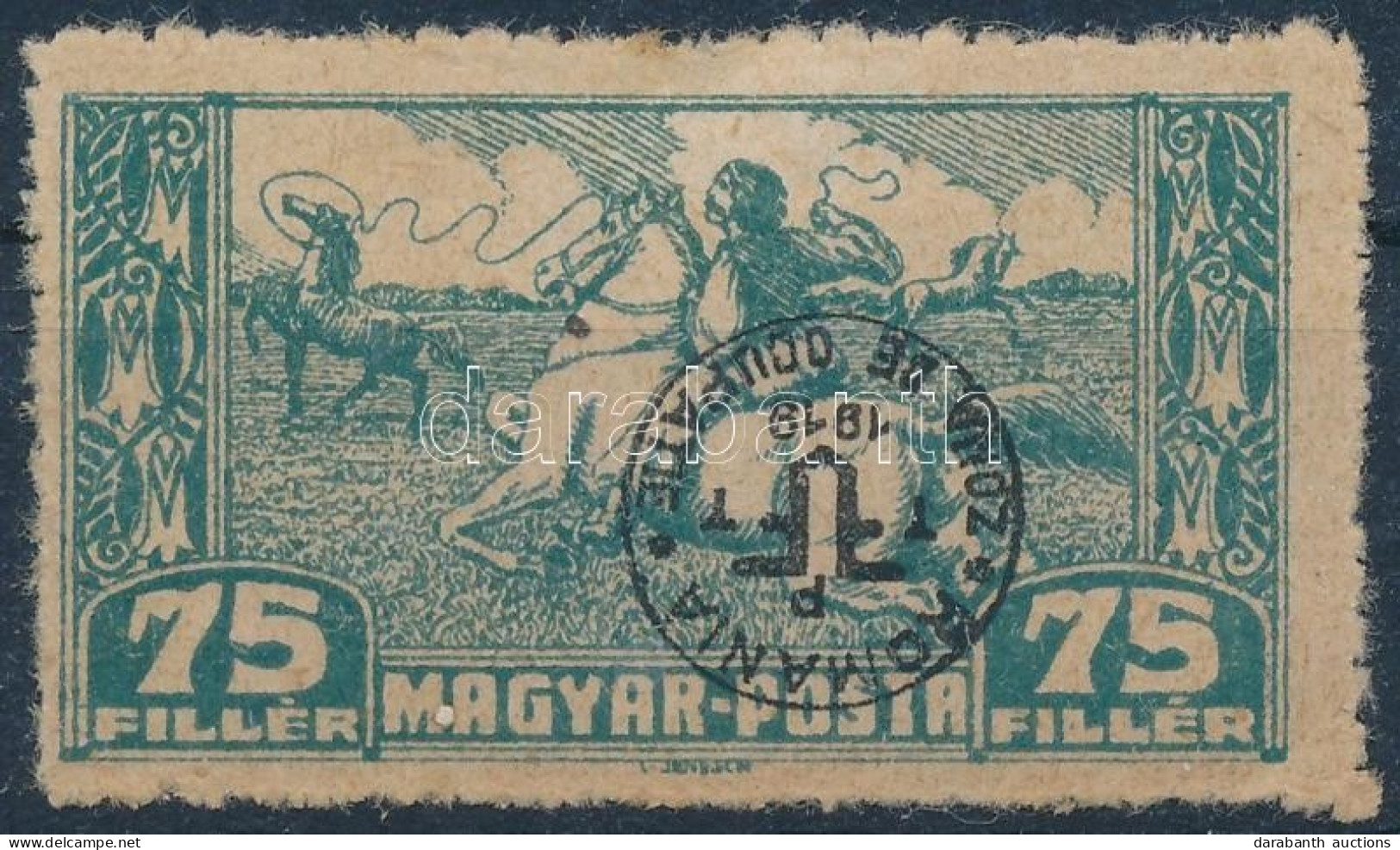 * Debrecen II. 1920 75f Közönséges Papíron, Fordított Felülnyomással / Mi 91x With Inverted Overprint. Signed: Bodor - Altri & Non Classificati