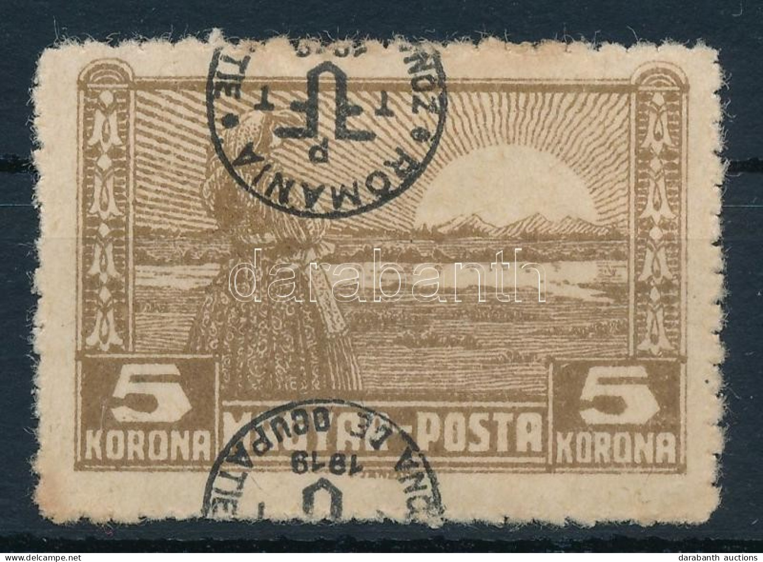 * Debrecen II. 1920 5K Elcsúszott, Fordított Felülnyomással / Inverted Overprint. Signed: Bodor - Sonstige & Ohne Zuordnung