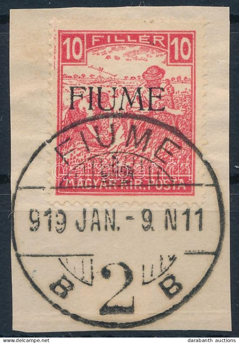 Fiume 1918 Fehérszámú Arató 10f M.II. Kivágáson. Signed: Bodor (800.000) - Autres & Non Classés