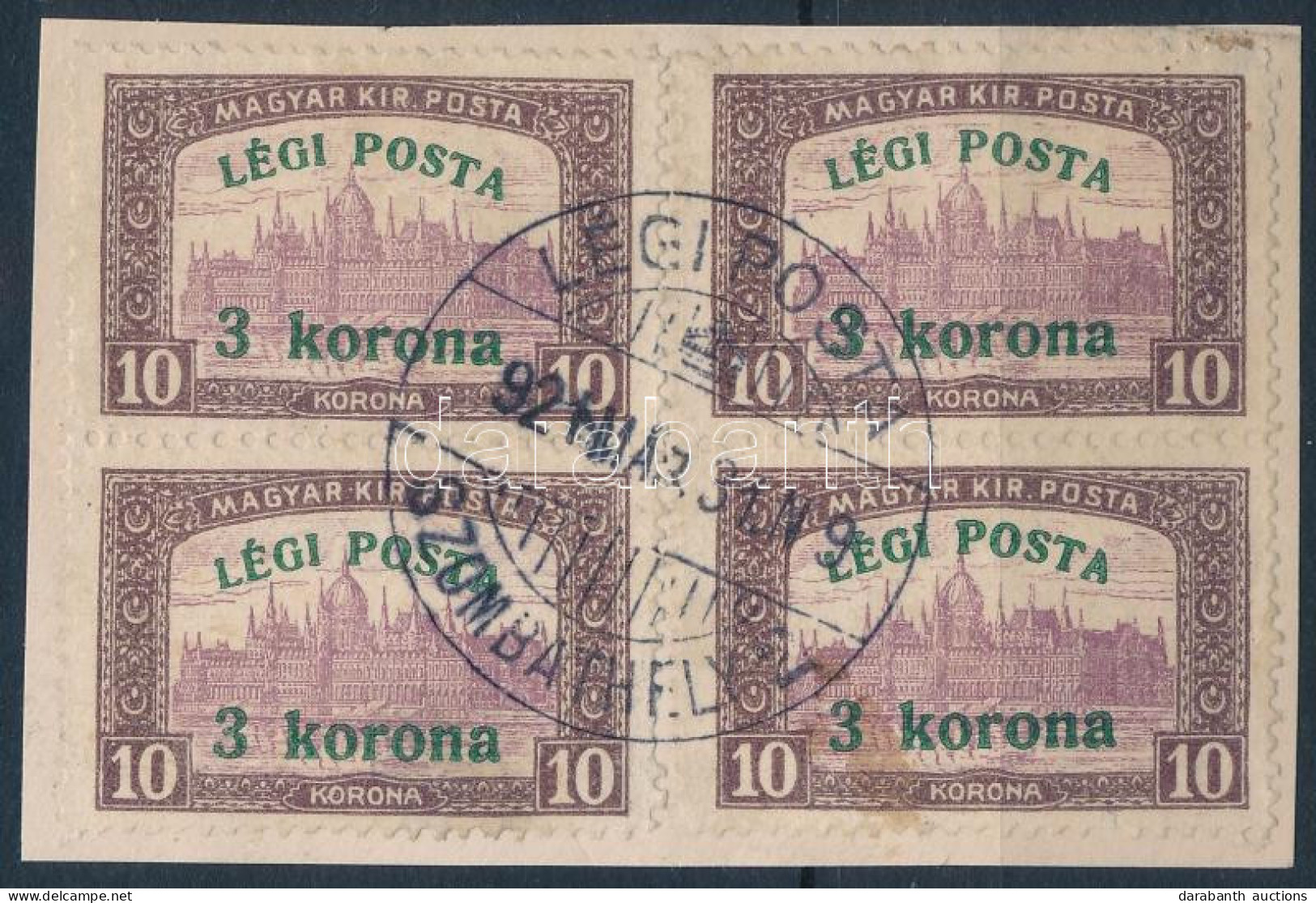 1920 Légi Posta 3K/10K 2 Db Pár Kivágáson - Andere & Zonder Classificatie