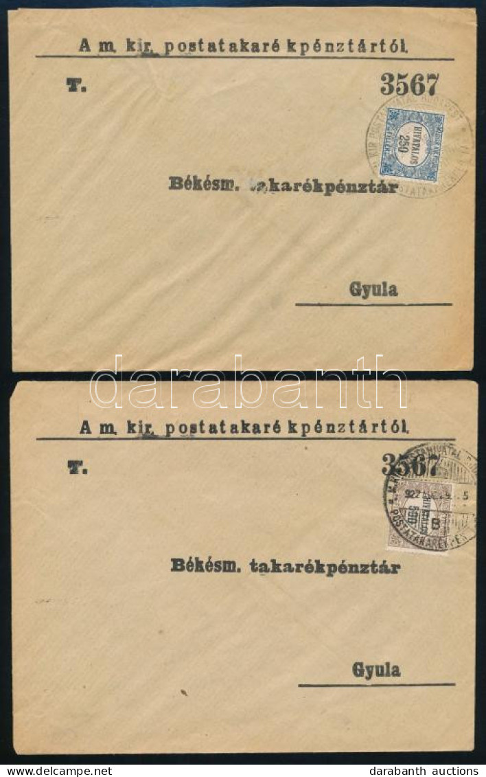 1922 2 Db Levél 1-1 Hivatalos Bélyeggel Bérmentesítve Postatakarék Pénztár Bélyegzéssel - Sonstige & Ohne Zuordnung