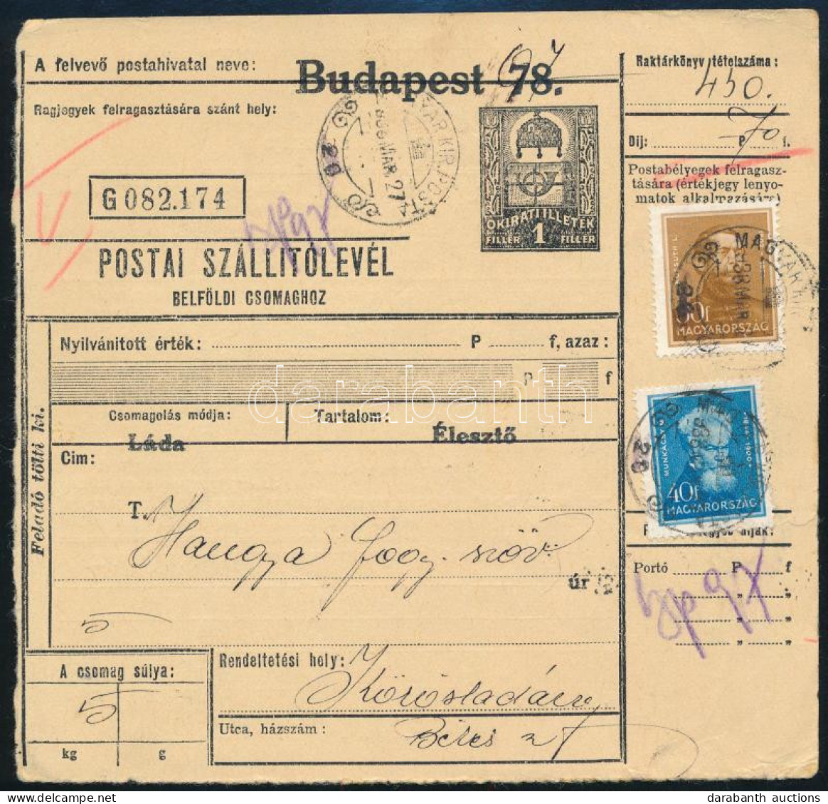 1933 Szállítólevél 2 Db Bélyeggel - Other & Unclassified