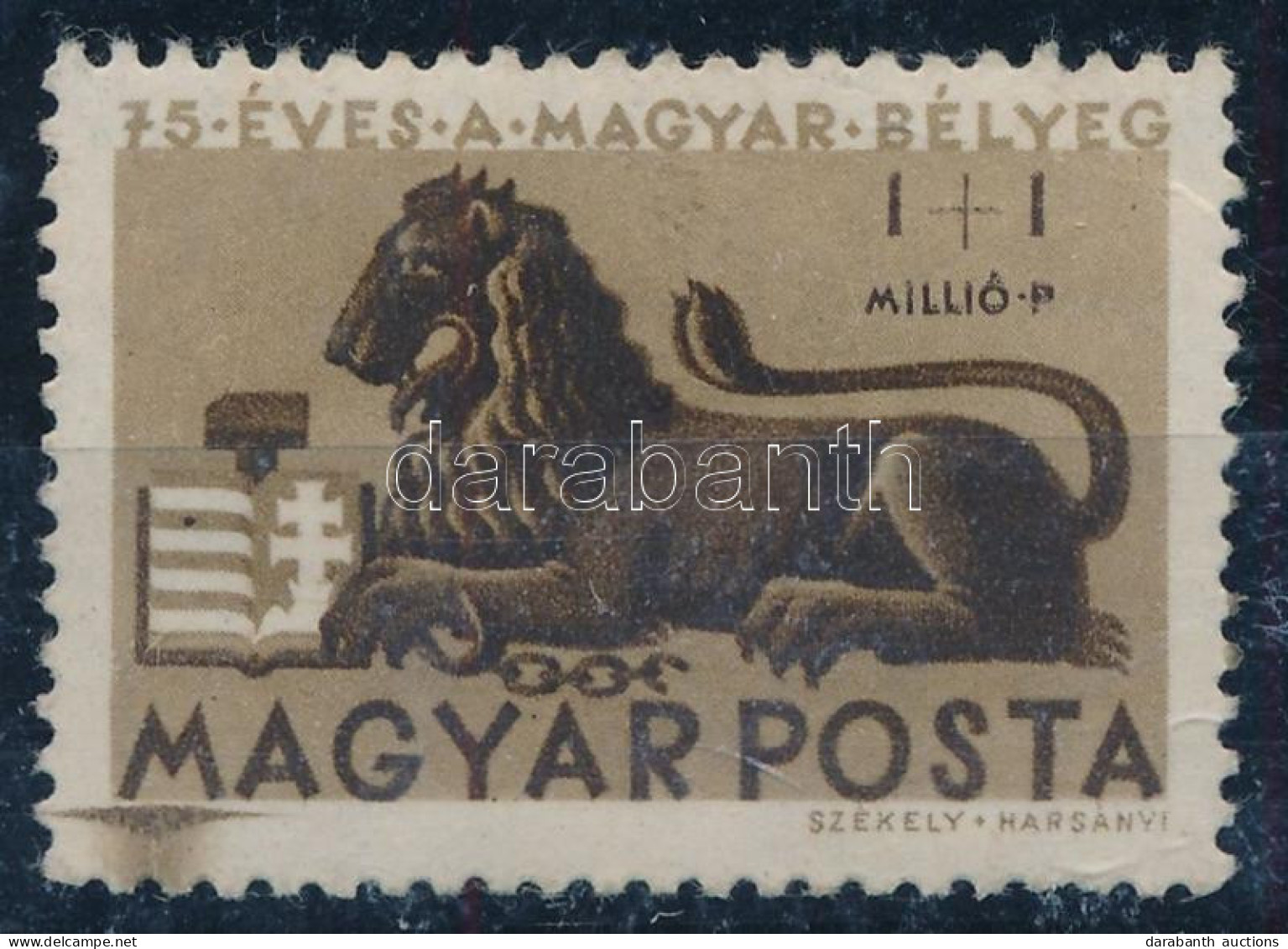 * 1946 Bélyegjubileum 1+1 Millió P Rákel Csíkkal / Mi 894 With Paint Stripe - Altri & Non Classificati