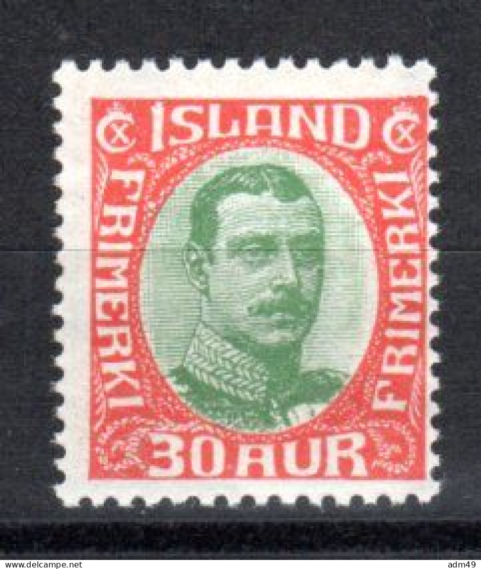 ISLAND, 1920, Freimarke König Christian X., Postfrisch ** - Nuevos