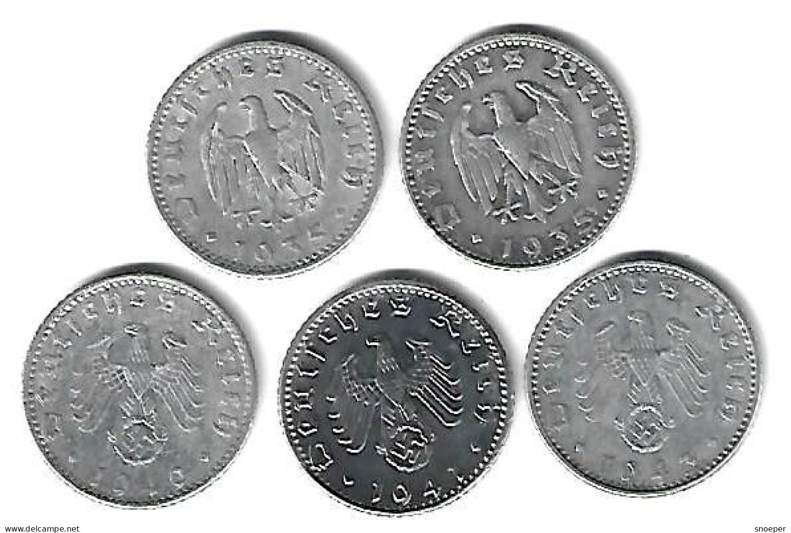 *germany Lot 50 Pfennig  1935a+35j+41a+42a+43a  (lot22)  Cat Val 29 Euro - 50 Reichspfennig