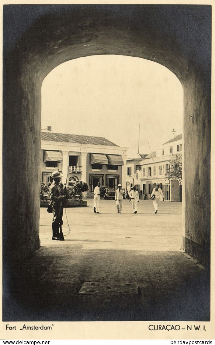 Curacao, N.W.I., WILLEMSTAD, Fort Amsterdam (1930s) Spritzer RPPC Postcard - Curaçao