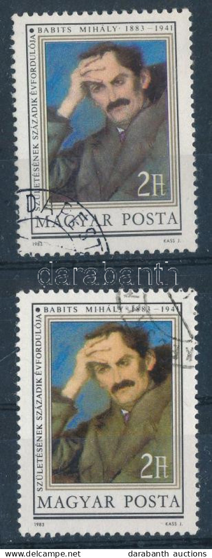O 1983 Babits Mihály Piros Színárnyalatú Bélyeg + Támpéldány - Sonstige & Ohne Zuordnung