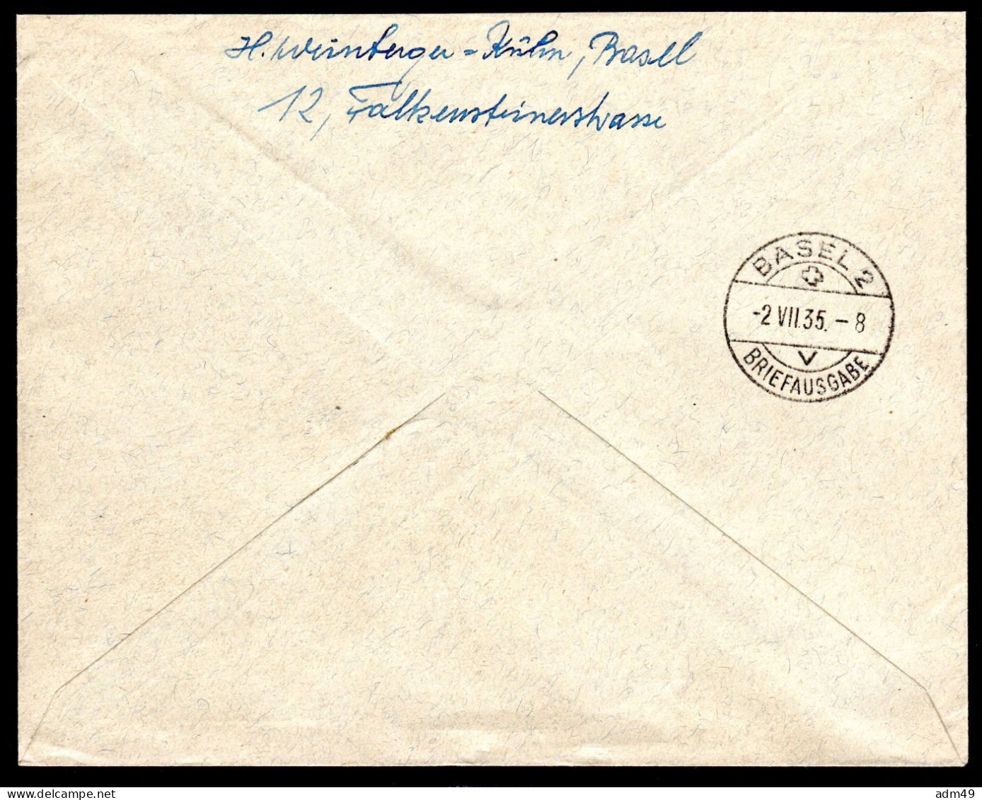 LIECHTENSTEIN, 1935 Erster Postflug Vaduz-Altenrhein-Innsbruck 1.VII.35 - Aéreo