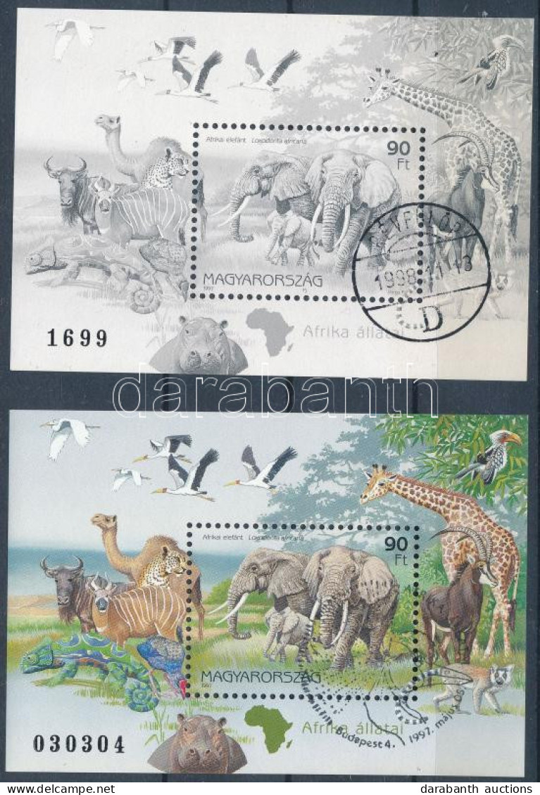 O 1997 Földrészek állatai (I.) - Afrika Normál és Feketenyomat Blokk (19.500) - Other & Unclassified