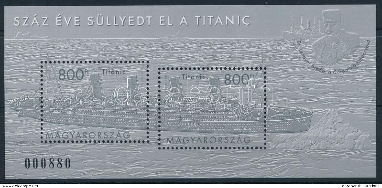 ** 2012 Száz éve Süllyedt El A Titanic Feketenyomat Blokk (5.500) - Other & Unclassified