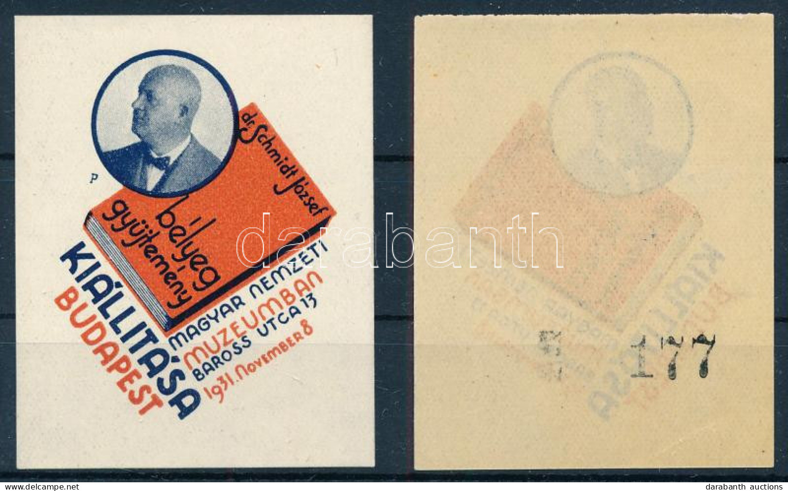 ** 1931/3a + 3b Schmidt Bélyeggyűjtemény Kiállítás Emlékív Blokk (12.000) - Autres & Non Classés