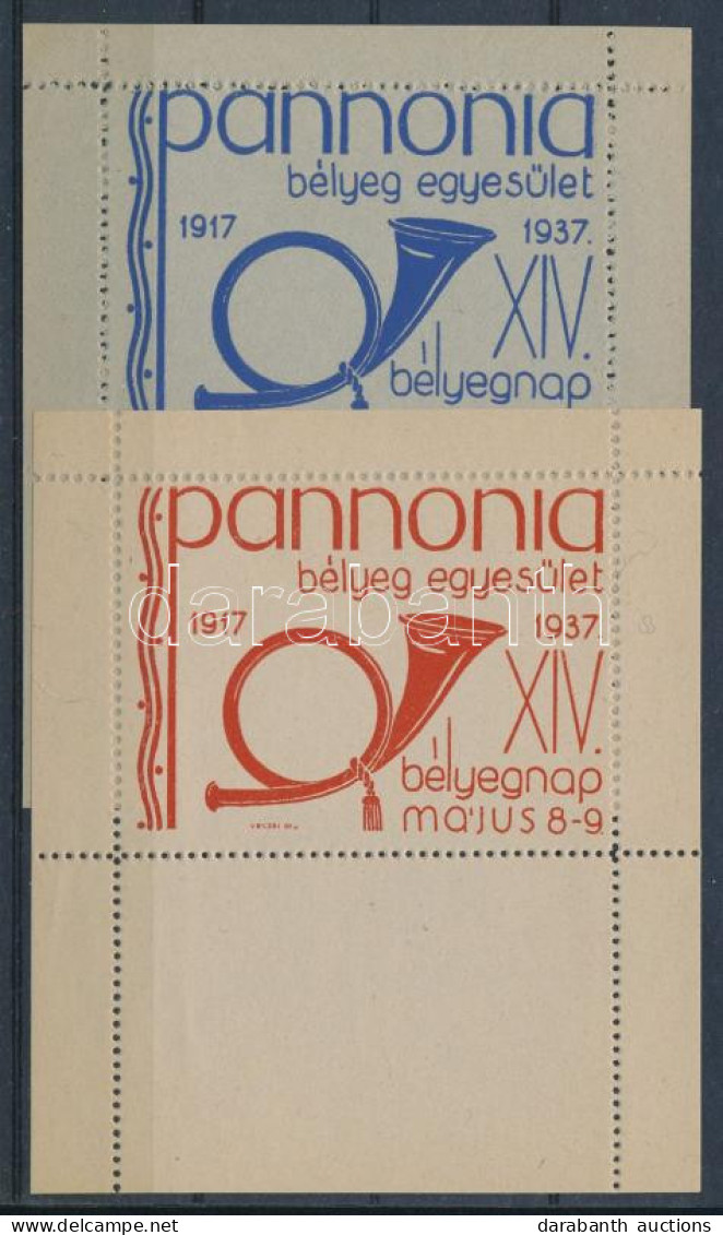 ** 1937/2ca + 2cb Pannónia Bélyegegyesület XIV. Bélyegnap Emlékív Pár (20.000) / Souvenir Sheet Pair - Andere & Zonder Classificatie