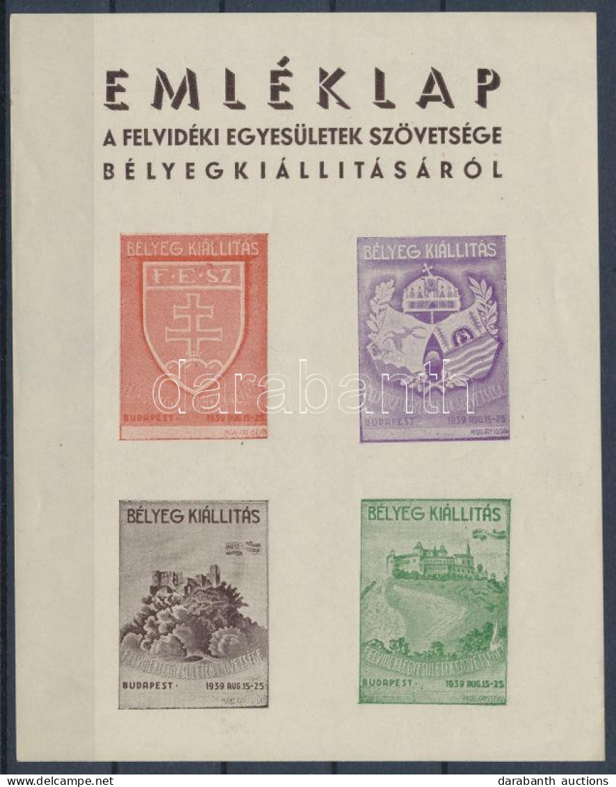 O 1939/4b Felvidéki Egyesületek Szövetsége Bélyegkiállítás Vágott Emlékív / Souvenir Sheet - Other & Unclassified