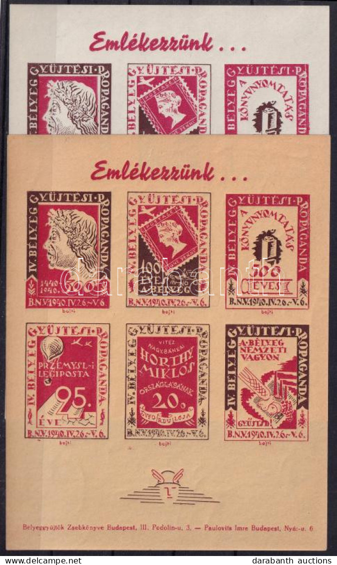 ** 1940/2ab+2bb Emlékezzünk... 2 Db Emlék Kisív (16.000) / 2 Souvenir Sheets - Autres & Non Classés