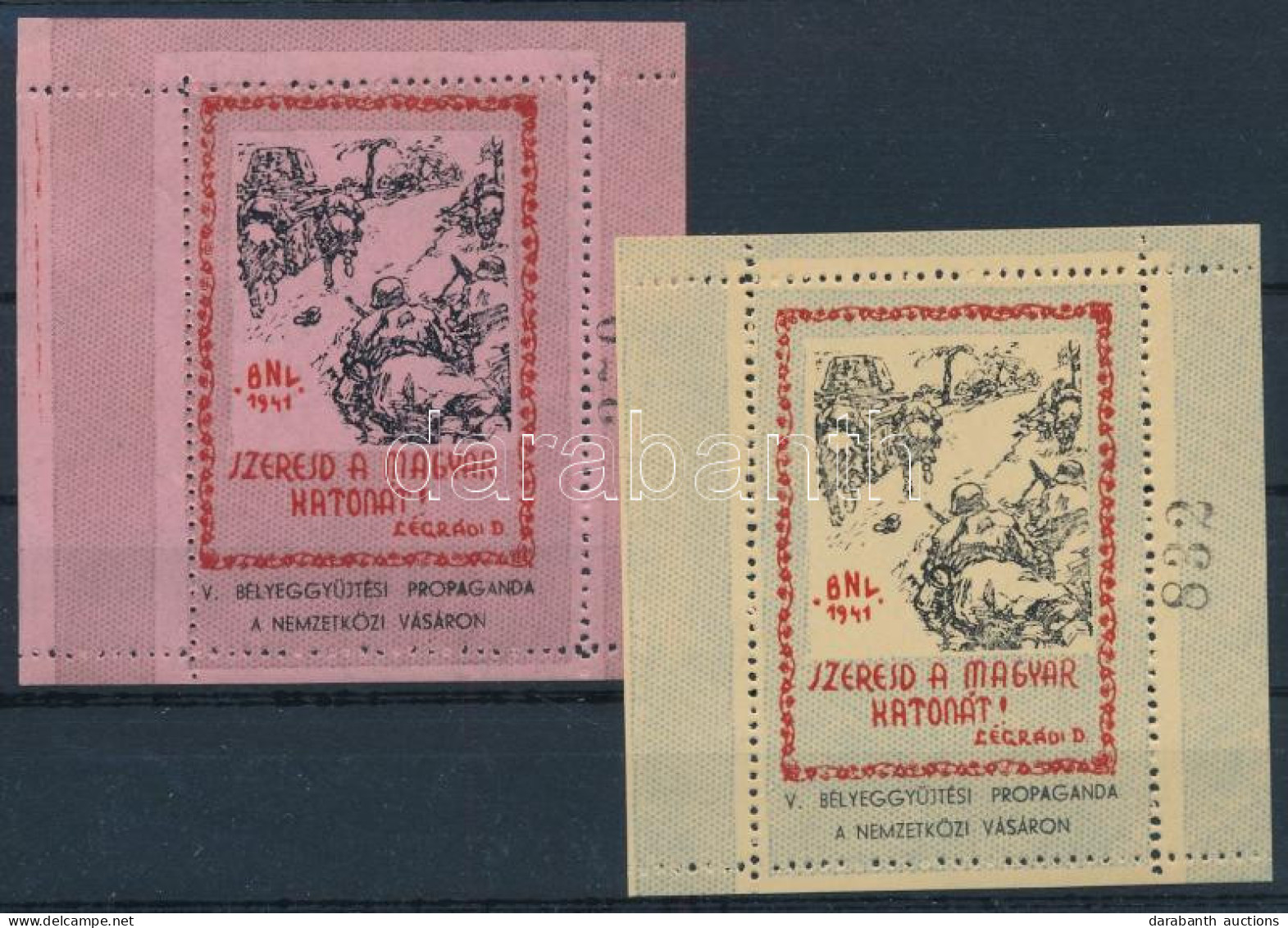 ** 1941/9aaaa I. + 9bba Magyar Honvéd Emlékív Pár (16.000) / Souvenir Sheet Pair - Other & Unclassified