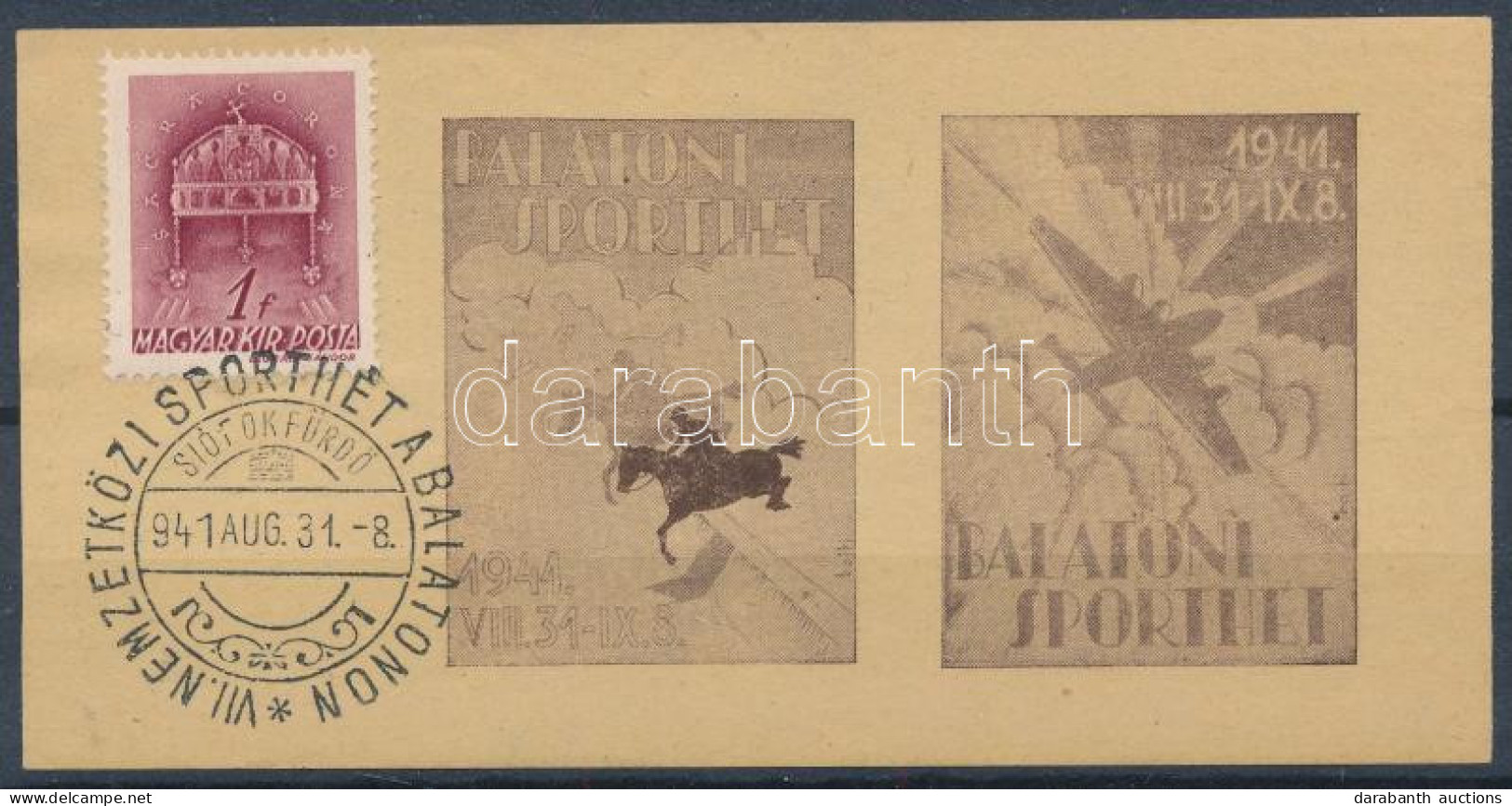 O 1941/8 Balatoni Sporthét Emlékív Alkalmi Bélyegzéssel / Souvenir Sheet - Autres & Non Classés