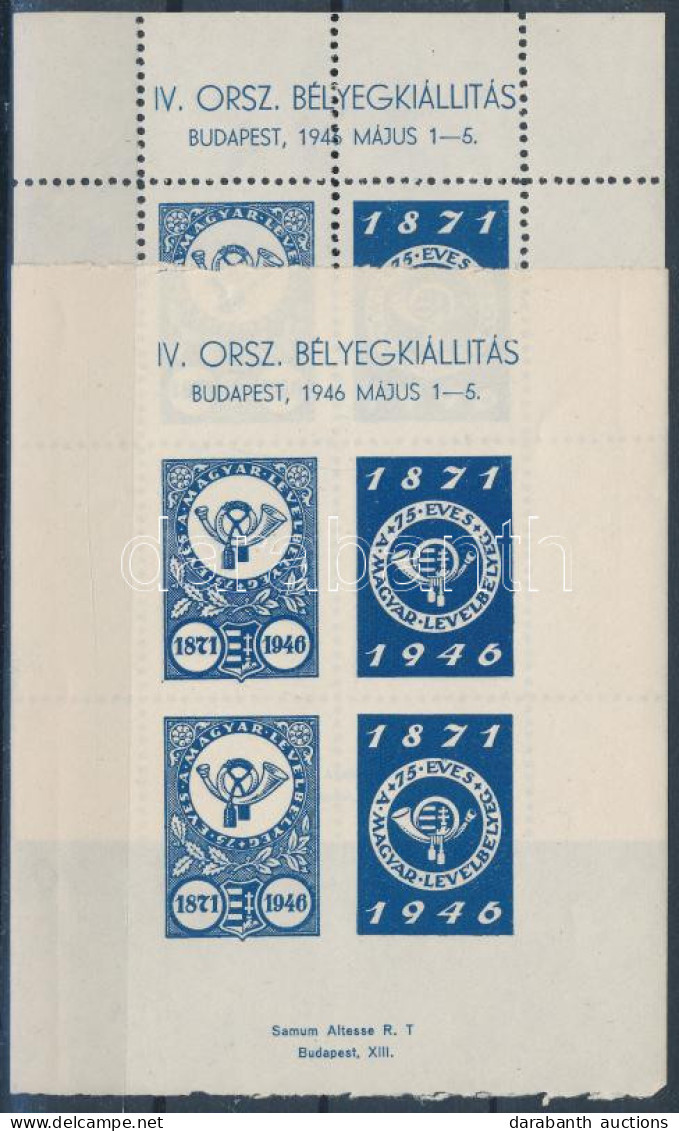 ** 1946/1 IV. Országos Bélyegkiállítás Emlékív Garnitúra I. 4 Darabos Emlék Kisív Garnitúra (18.000) / Souvenir Sheet Co - Other & Unclassified