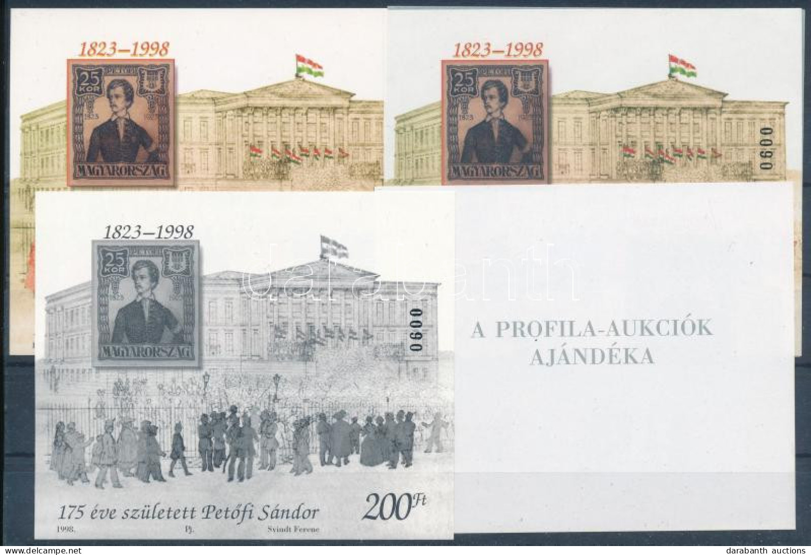 ** 1997/19 175 éve Született Petőfi Sándor 4 Db-os Emlékív Garnitúra Azonos Sorszámmal (20.000) / Souvenir Sheet Collect - Other & Unclassified