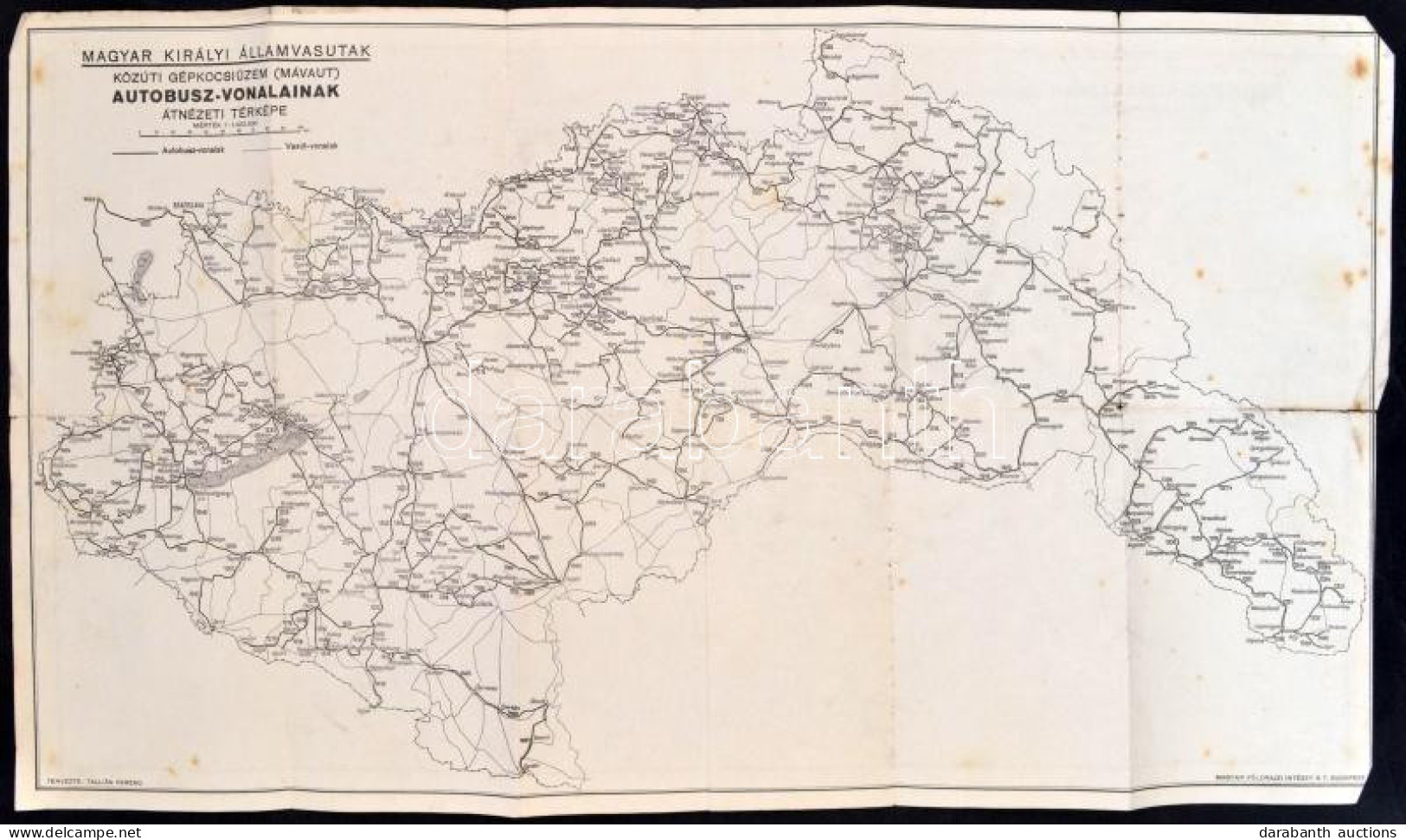 Magyar Királyi államvasutak Autóbusz Vonalainak átnézeti Térképe, Terv.: Tallián Ferenc, Magyar Földrajzi Intézet Rt., F - Andere & Zonder Classificatie