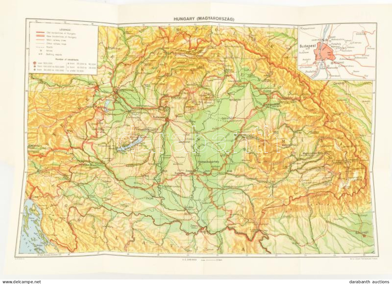 Cca 1936 Magyarország Térképe, 1 : 2.500.000, M. Kir. Állami Térképészeti Intézet, 41,5x29 Cm - Other & Unclassified