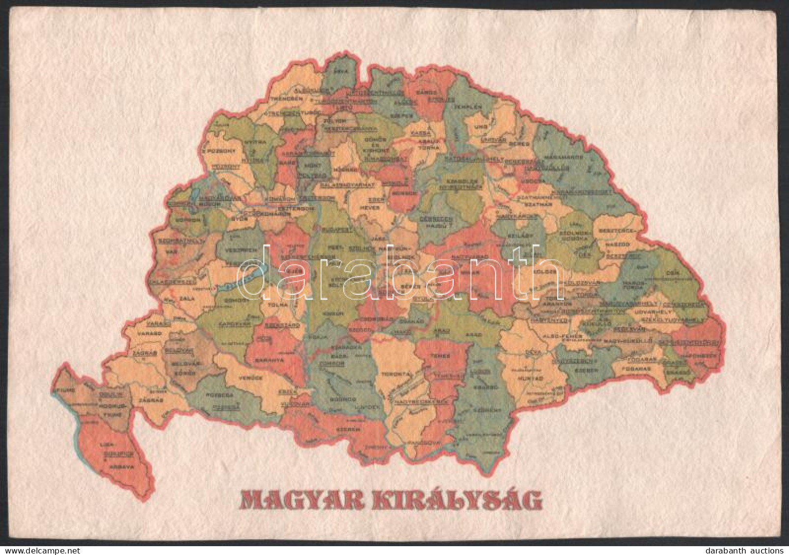 Magyar Királyság (Nagy-Magyarország) Térképe, Modern Nyomat Merített Papíron, 29,5x20,5 Cm - Sonstige & Ohne Zuordnung