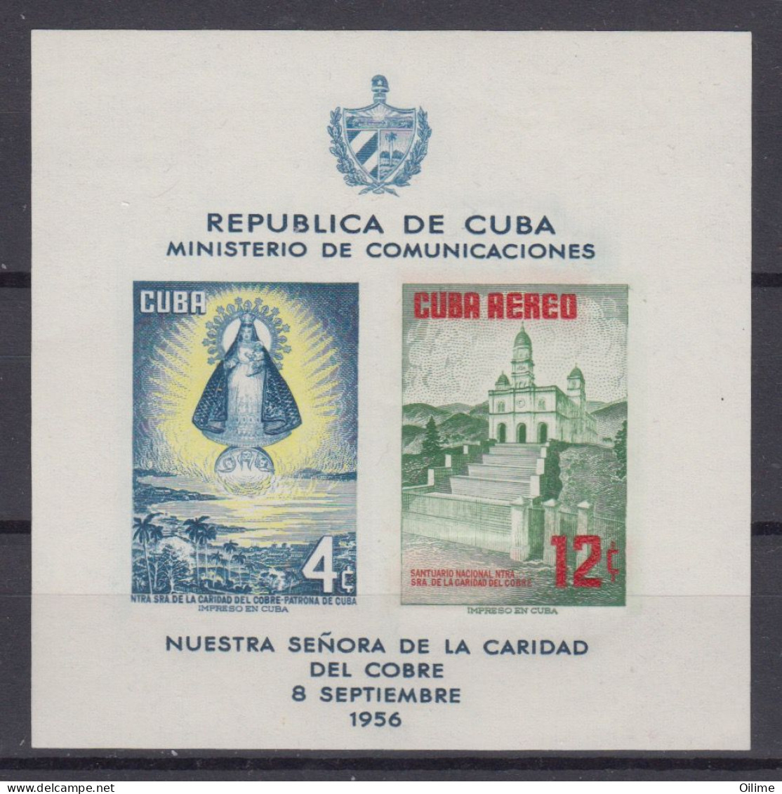 CUBA 1956. HB NUESTRA SEÑORA DE LA CARIDAD DEL COBRE. MNH. EDIFIL 673 - Neufs