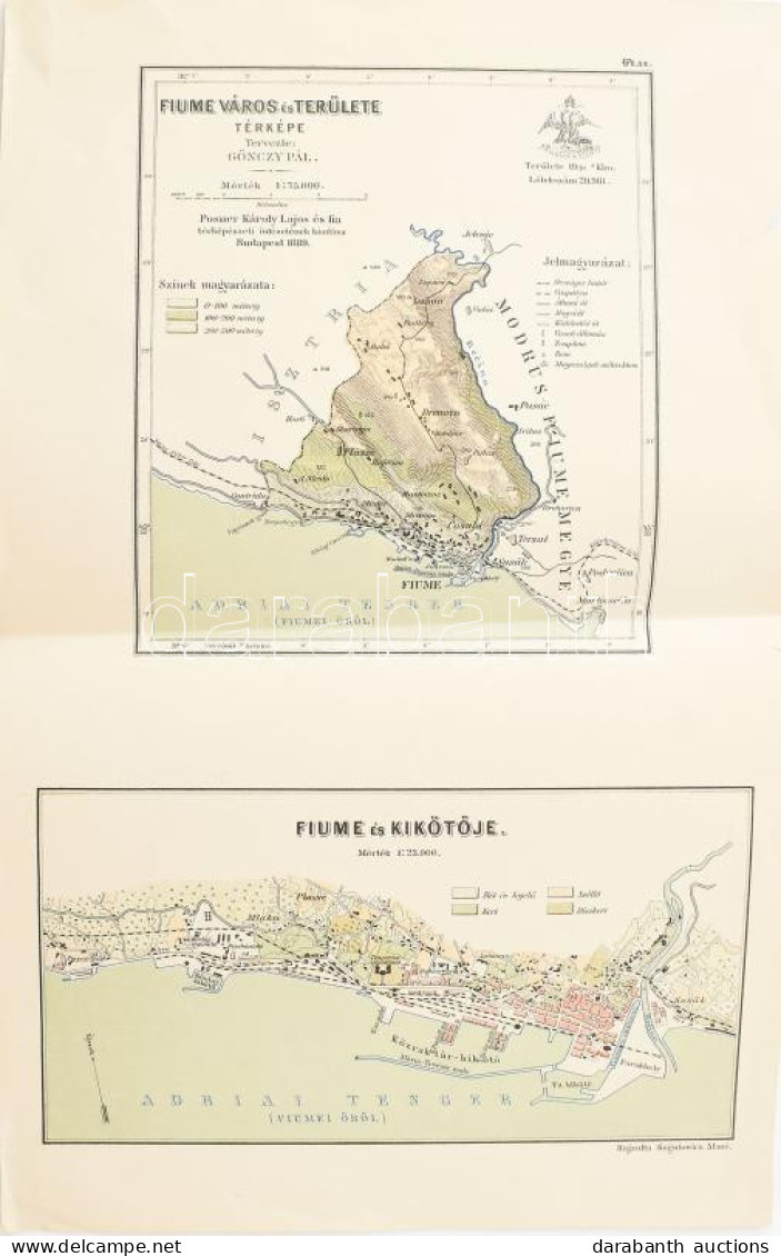 Cca 1900 Fiume Város és A Kikötő Térképe: Gönczy Pál. 23x36 Cm - Sonstige & Ohne Zuordnung