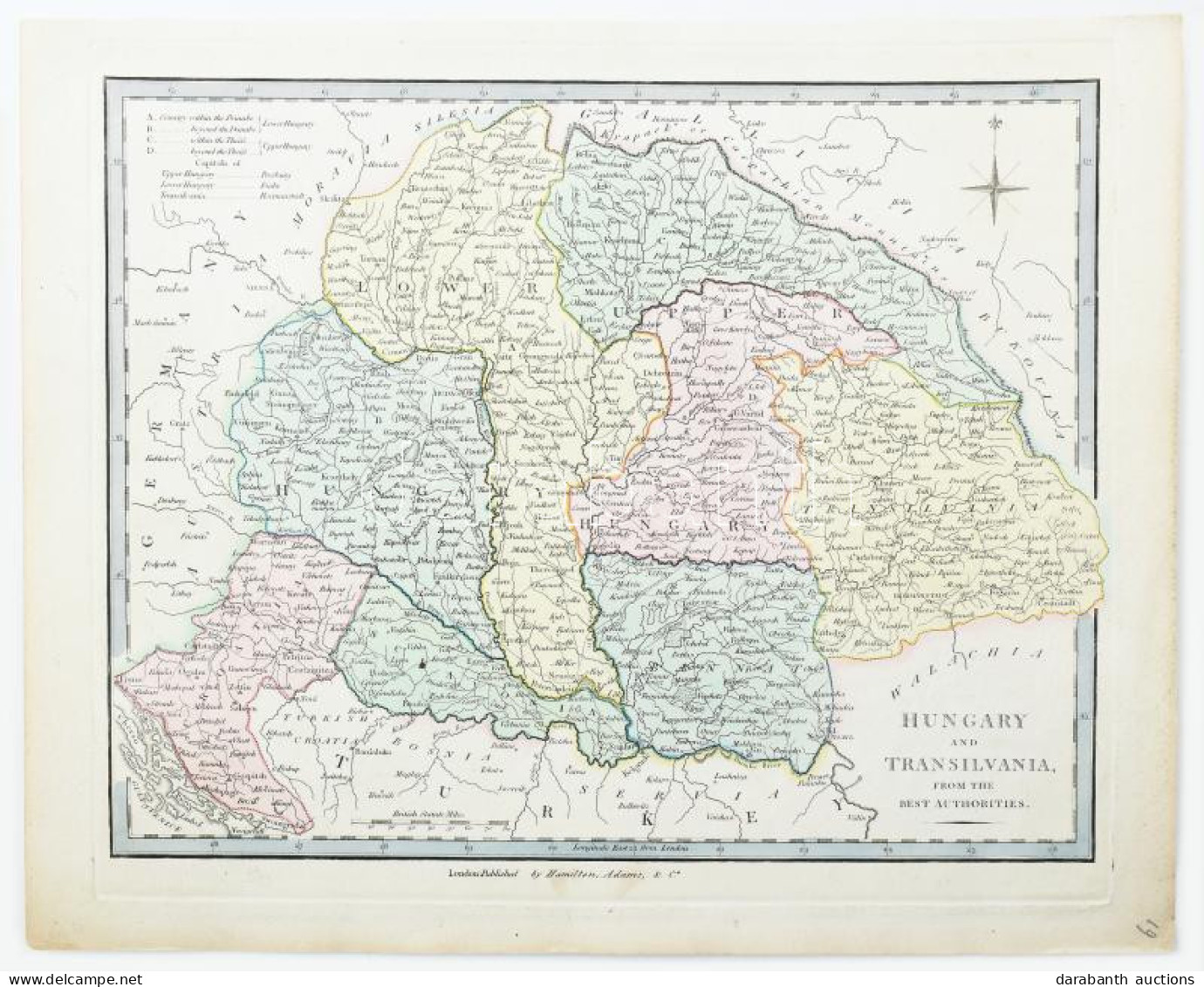 Hungary And Transilvania. Drawn From The Latest Authorities. Magyarország és Erdély Színezett Rézmetszetű Térképe. Londo - Autres & Non Classés