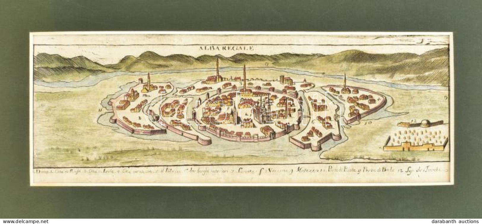 1713 Alphonsus Lasor A Varea: Székesfehérvár / Stuhlweissenburg / Alba Regale Színezett Rézmetszet. Paszpartuban 21x7 Cm - Altri & Non Classificati