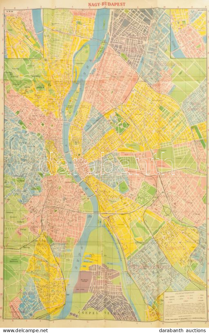 Cca 1940 Nagy Budapest Térkép Aczél Testvérek. Jó állapotban 100x70 Cm - Andere & Zonder Classificatie