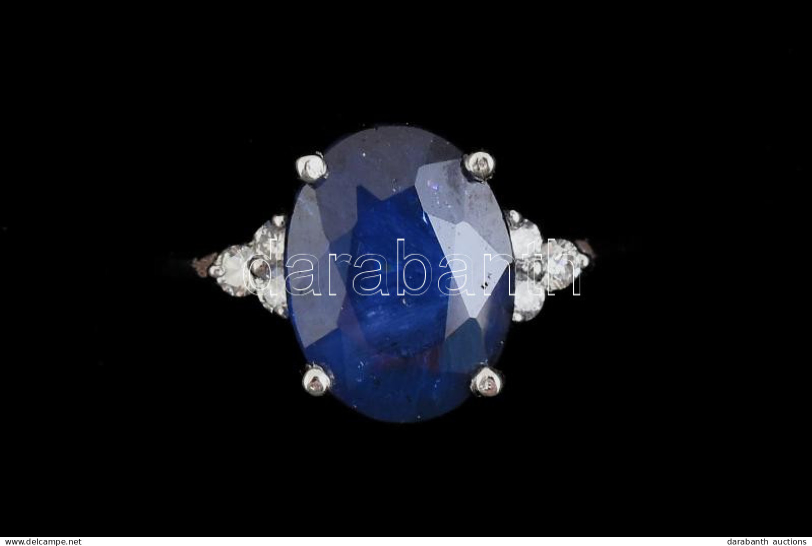 Fehérarany Gyűrű Kék Zafír (1,97 Ct) és 0,07 Ct / Db Brillel 2,5 G, M: 50 Tanúsítvánnyal - Sonstige & Ohne Zuordnung