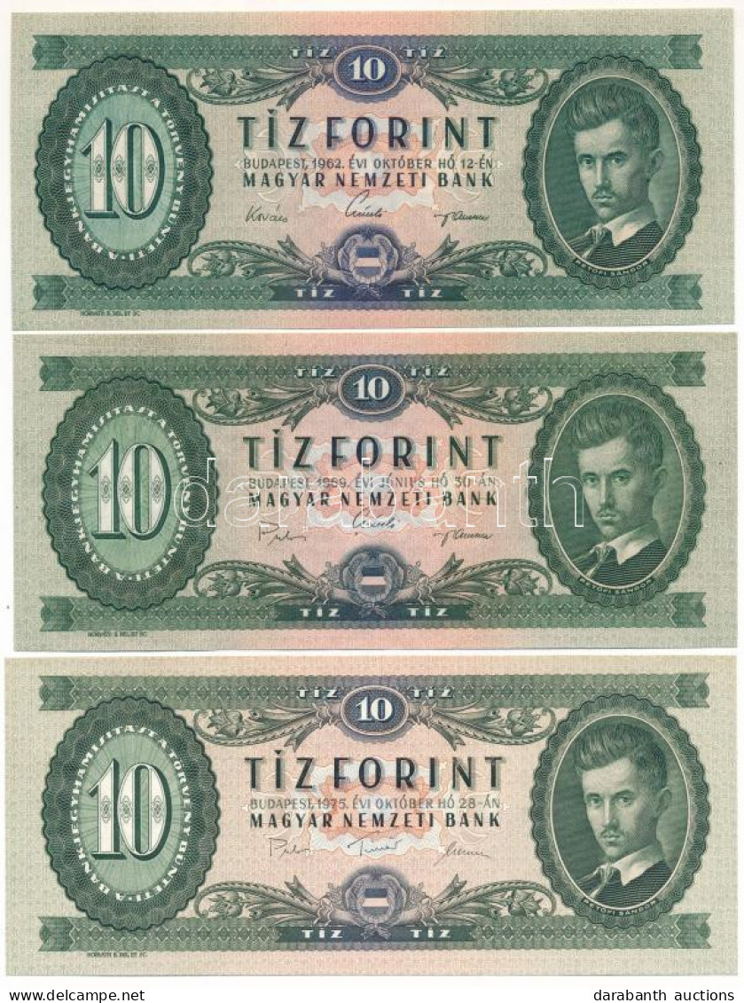 1962. 10Ft + 1969. 10Ft + 1975. 10Ft T:UNC,AU Hungary 1962. 10 Forint + 1969. 10 Forint + 1975. 10 Forint C:UNC,AU - Ohne Zuordnung