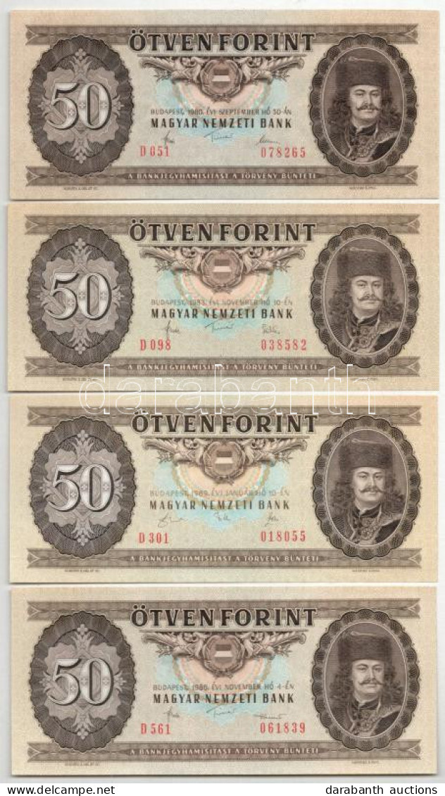 1980. 50Ft + 1983. 50Ft + 1986. 50Ft + 1989. 50Ft T:UNC,AU Hungary 198. 50 Forint + 1983. 50 Forint + 1986. 50 Forint +  - Zonder Classificatie