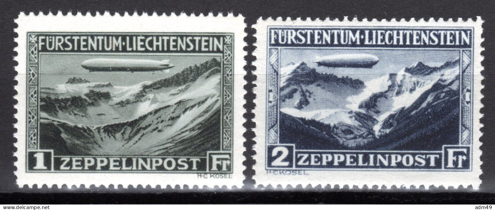 LIECHTENSTEIN, Flugpost 1931 Sonderflugpostmarken Zeppelinfahrt, Postfrisch ** - Aéreo