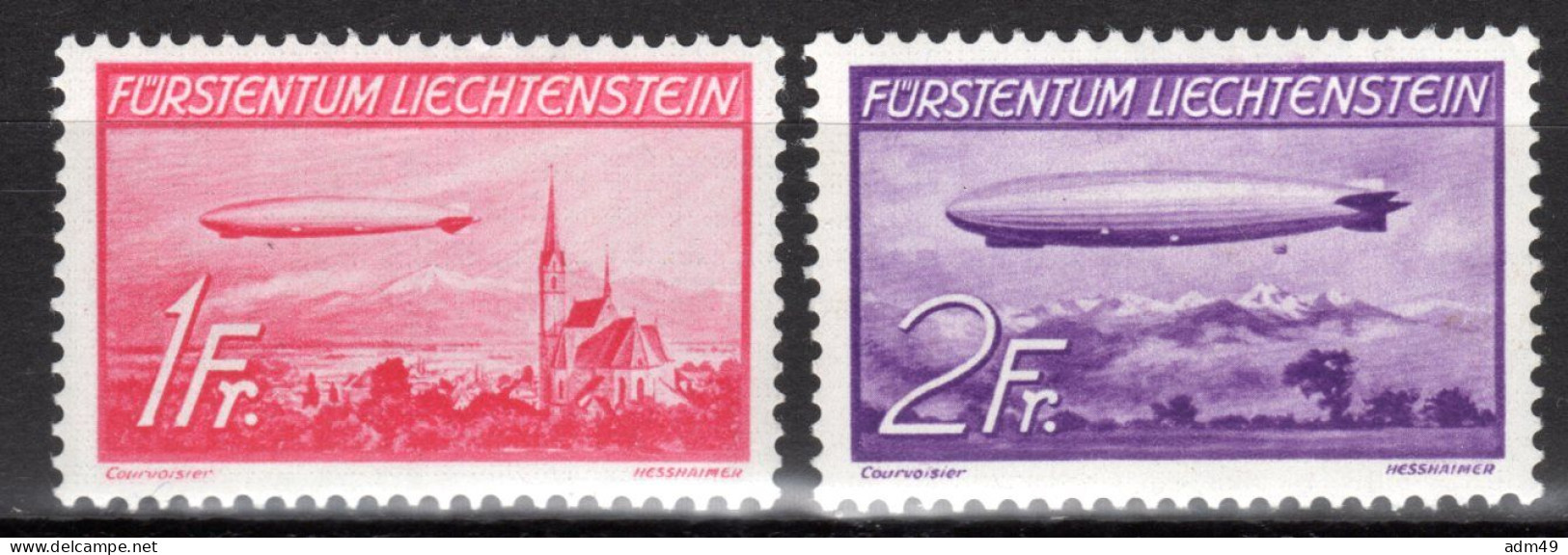 LIECHTENSTEIN, Flugpost 1936 Zeppelin über Liechtenstein, Ungebraucht * - Aéreo