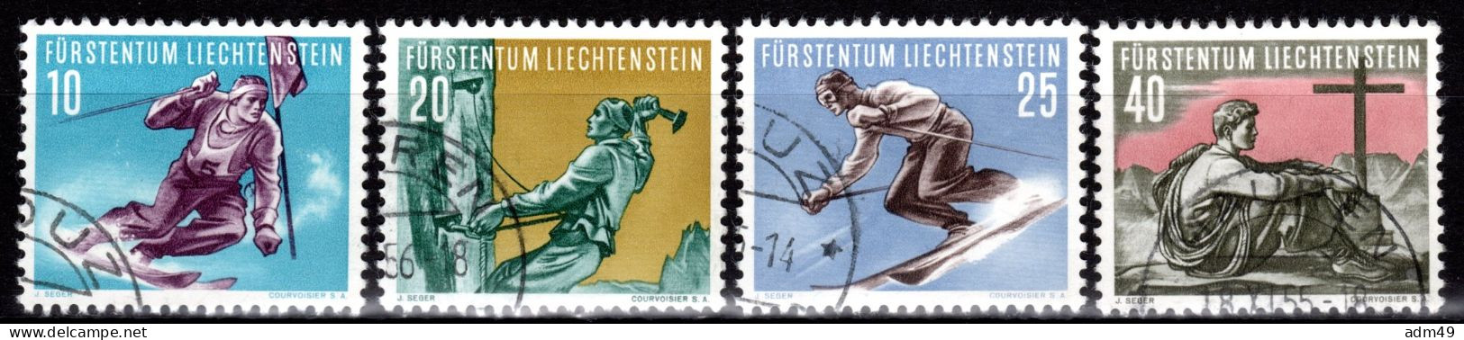 LIECHTENSTEIN, 1955 Sportserie II, Gestempelt - Oblitérés