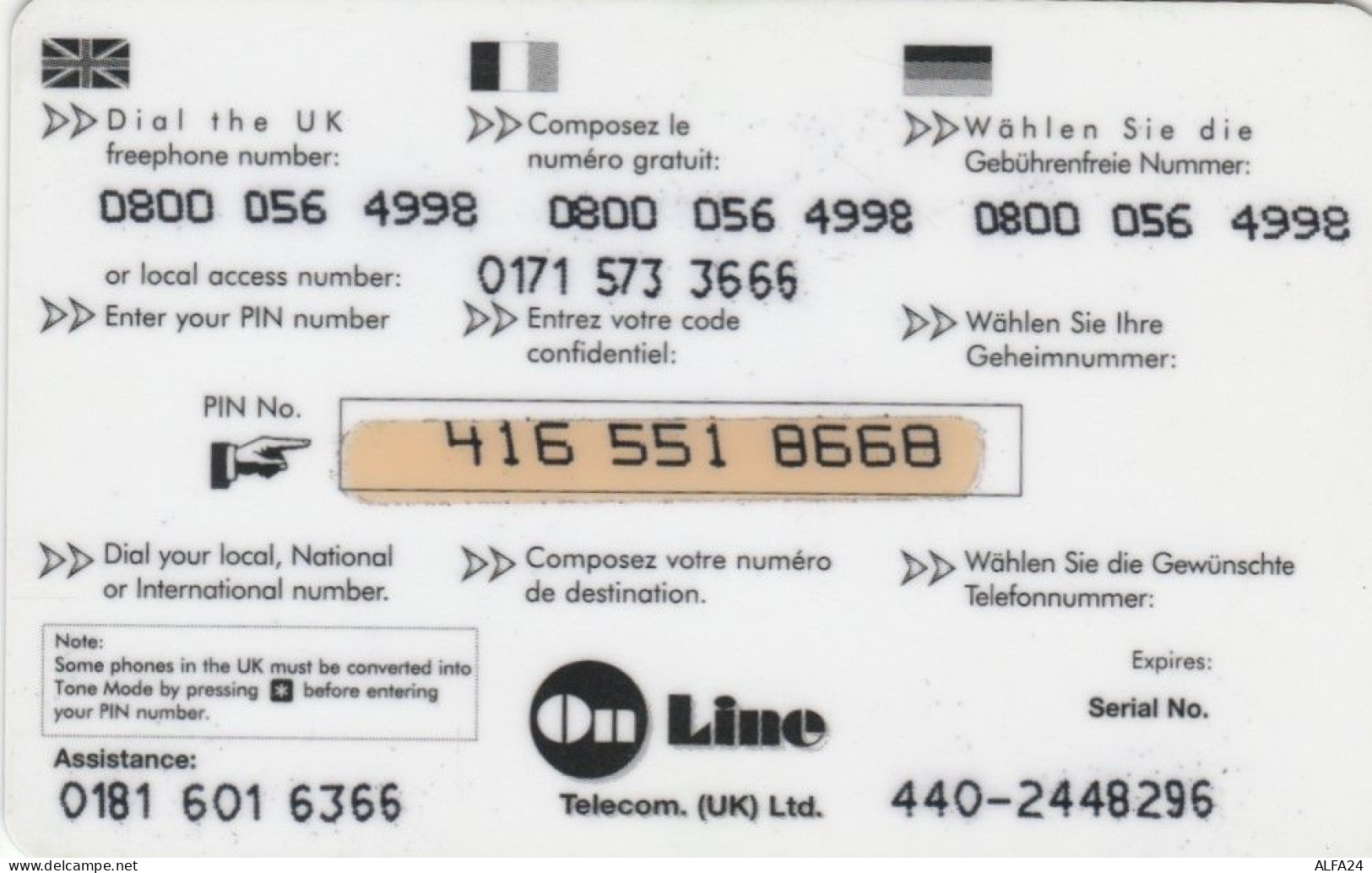 PREPAID PHONE CARD REGNO UNITO (CK256 - BT Cartes Mondiales (Prépayées)