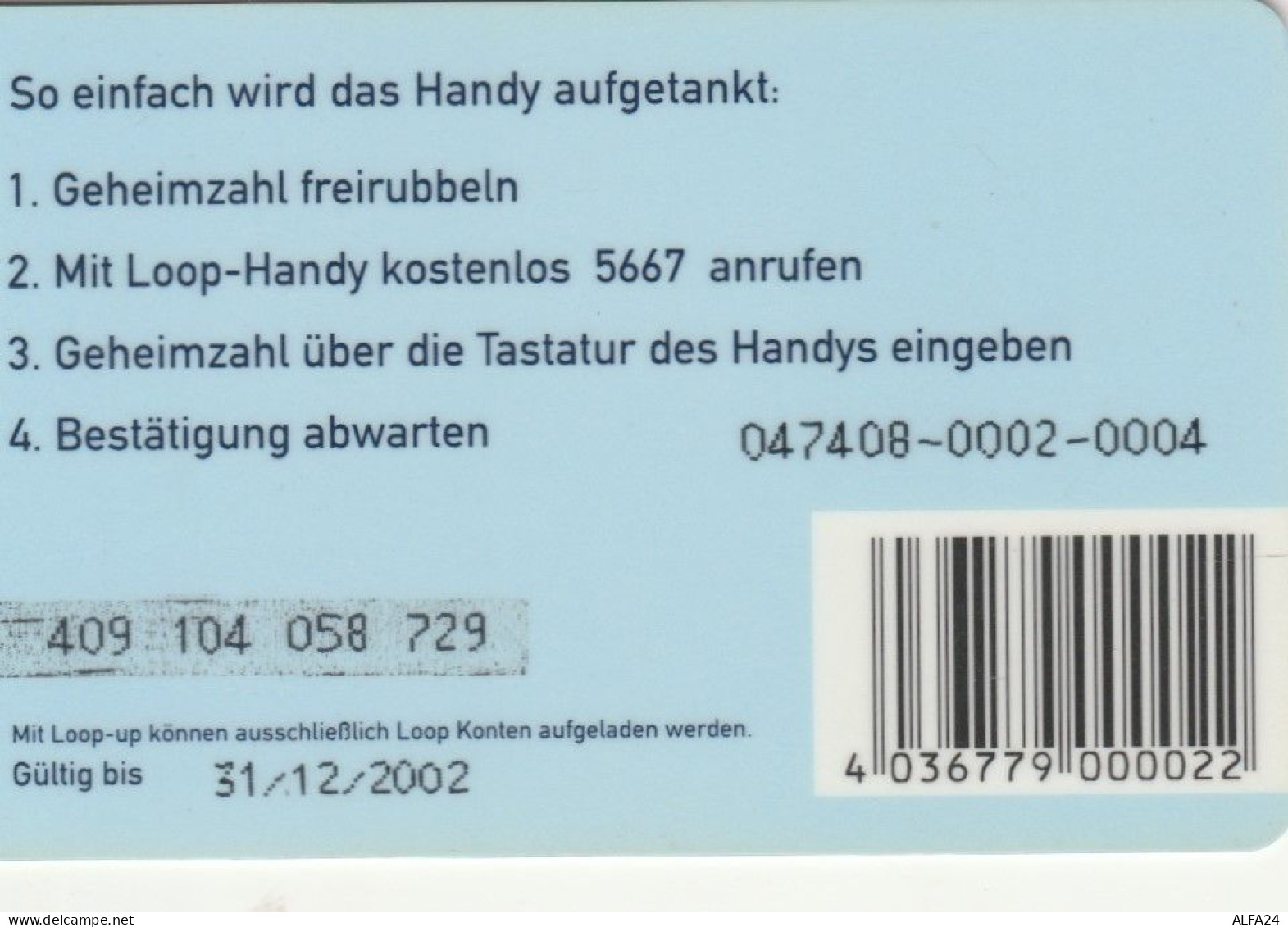 PREPAID PHONE CARD GERMANIA (CK217 - GSM, Voorafbetaald & Herlaadbare Kaarten