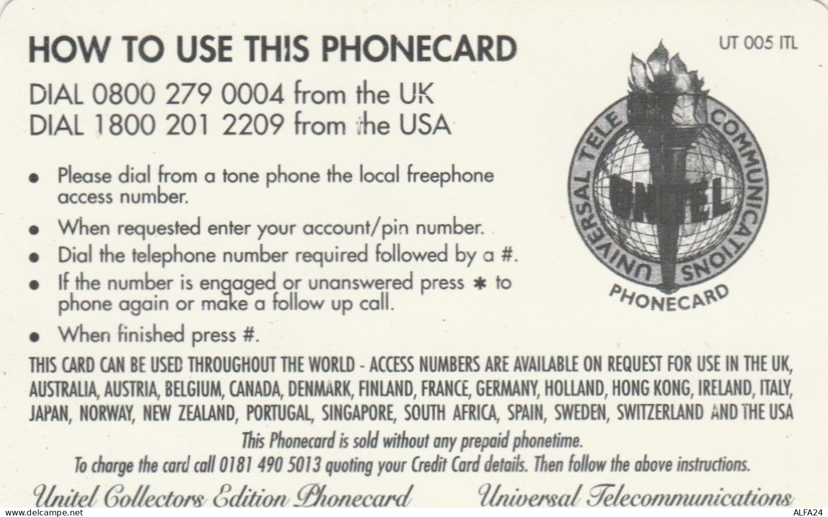 PREPAID PHONE CARD REGNO UNITO (CK160 - BT Kaarten Voor Hele Wereld (Vooraf Betaald)