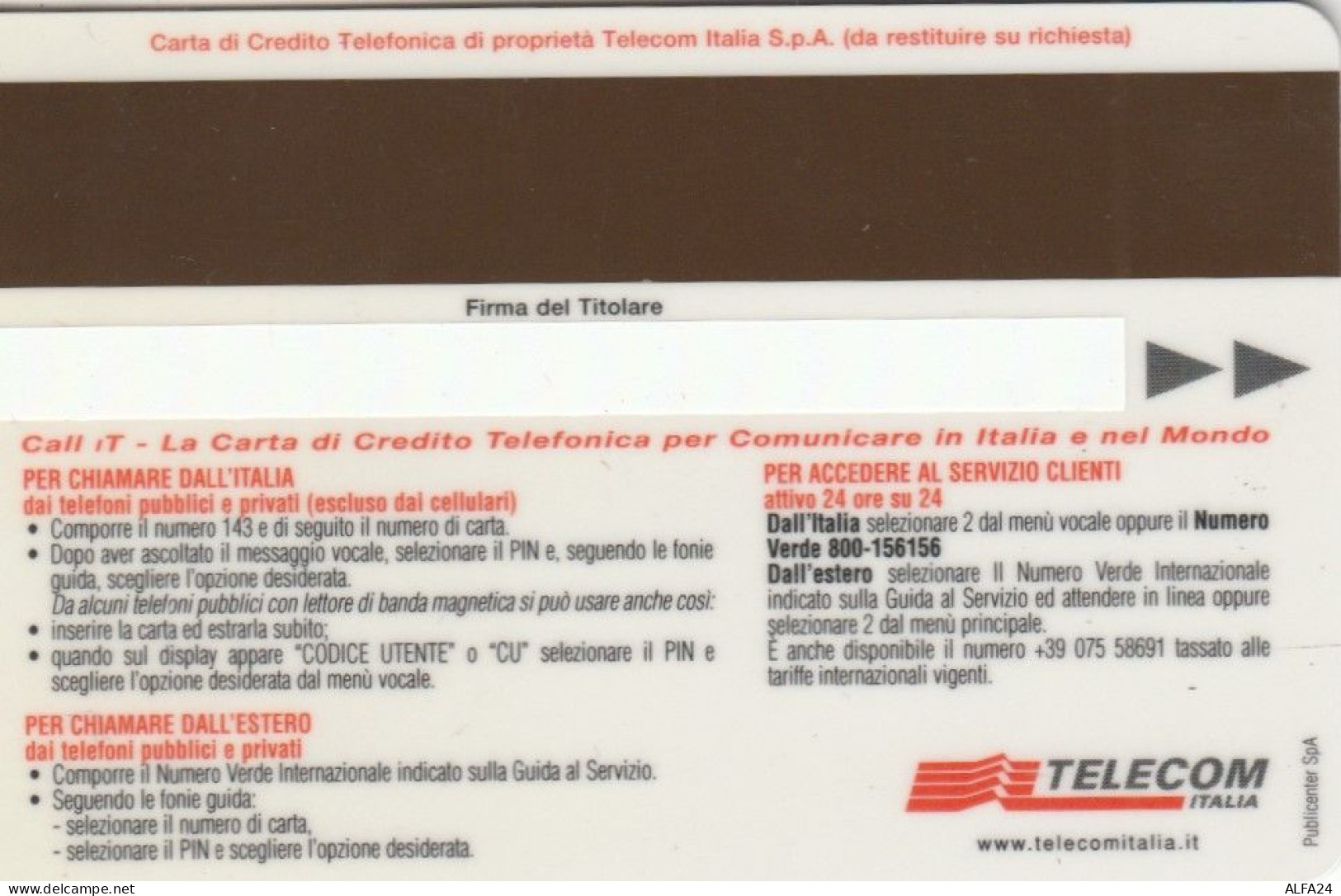 CARTA DI CREDITO ITALIA CALLIT TELECOM  (CK457 - Usi Speciali