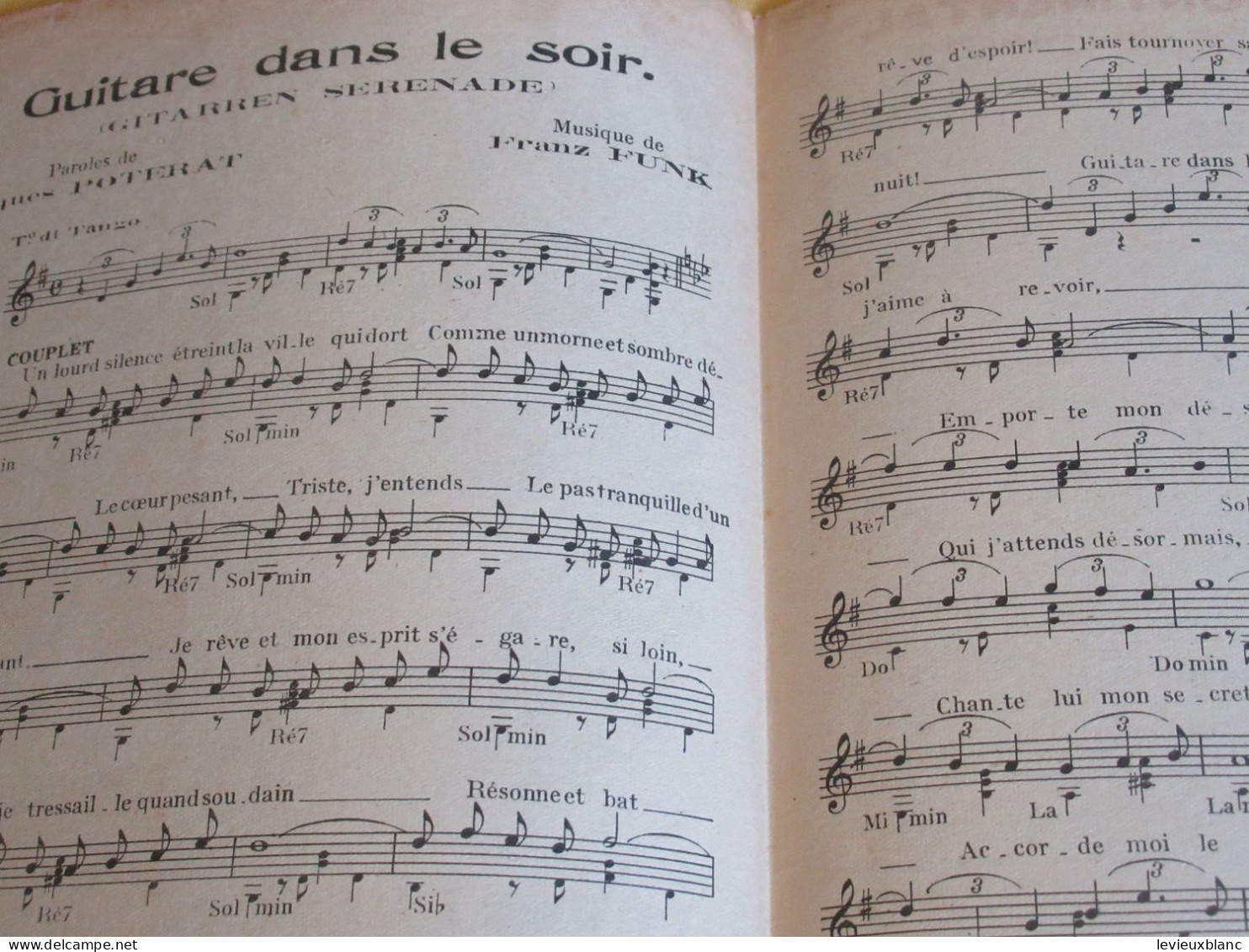Partition Ancienne/"Guitares Dans Le Soir " /Marie-José /Jacques POTERAT/Frantz FUNK/1940   PART359 - Otros & Sin Clasificación