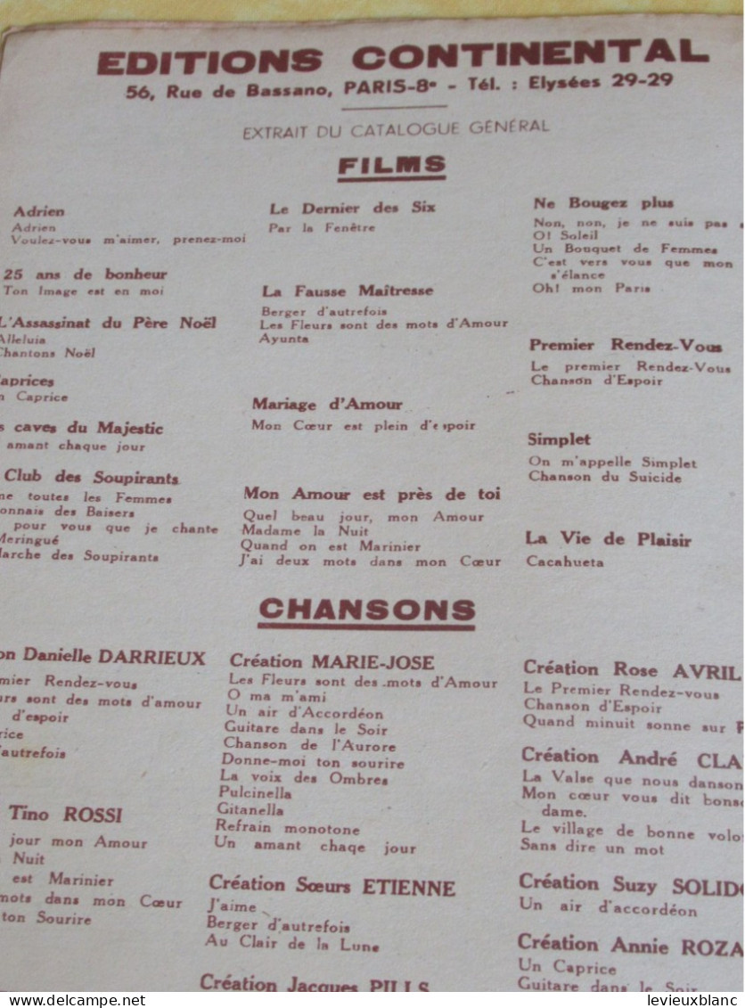 Partition Ancienne/"Guitares Dans Le Soir " /Marie-José /Jacques POTERAT/Frantz FUNK/1940   PART359 - Otros & Sin Clasificación